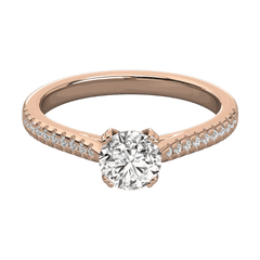 1.00 CTW Round Cut Solitaire With Accents Lab Grown Diamond Ring for Women