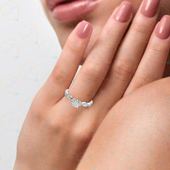 1.30 TCW Round Cut 7 Stone Lab Grown Diamond Ring for Women