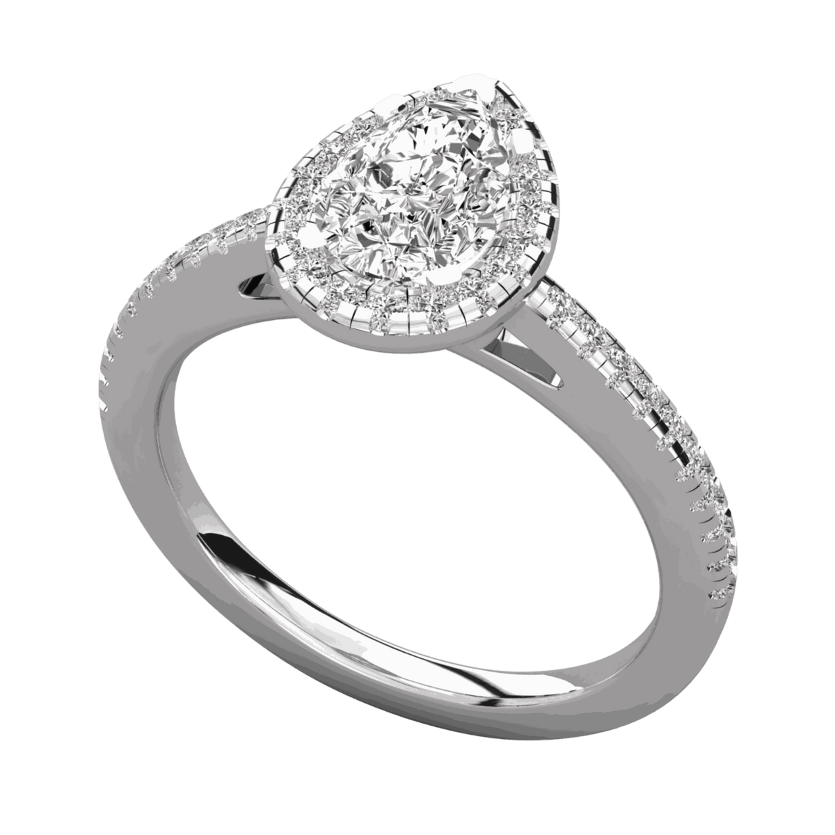 1.20 CTW Pear Cut Halo Lab Grown Diamond Ring for Women