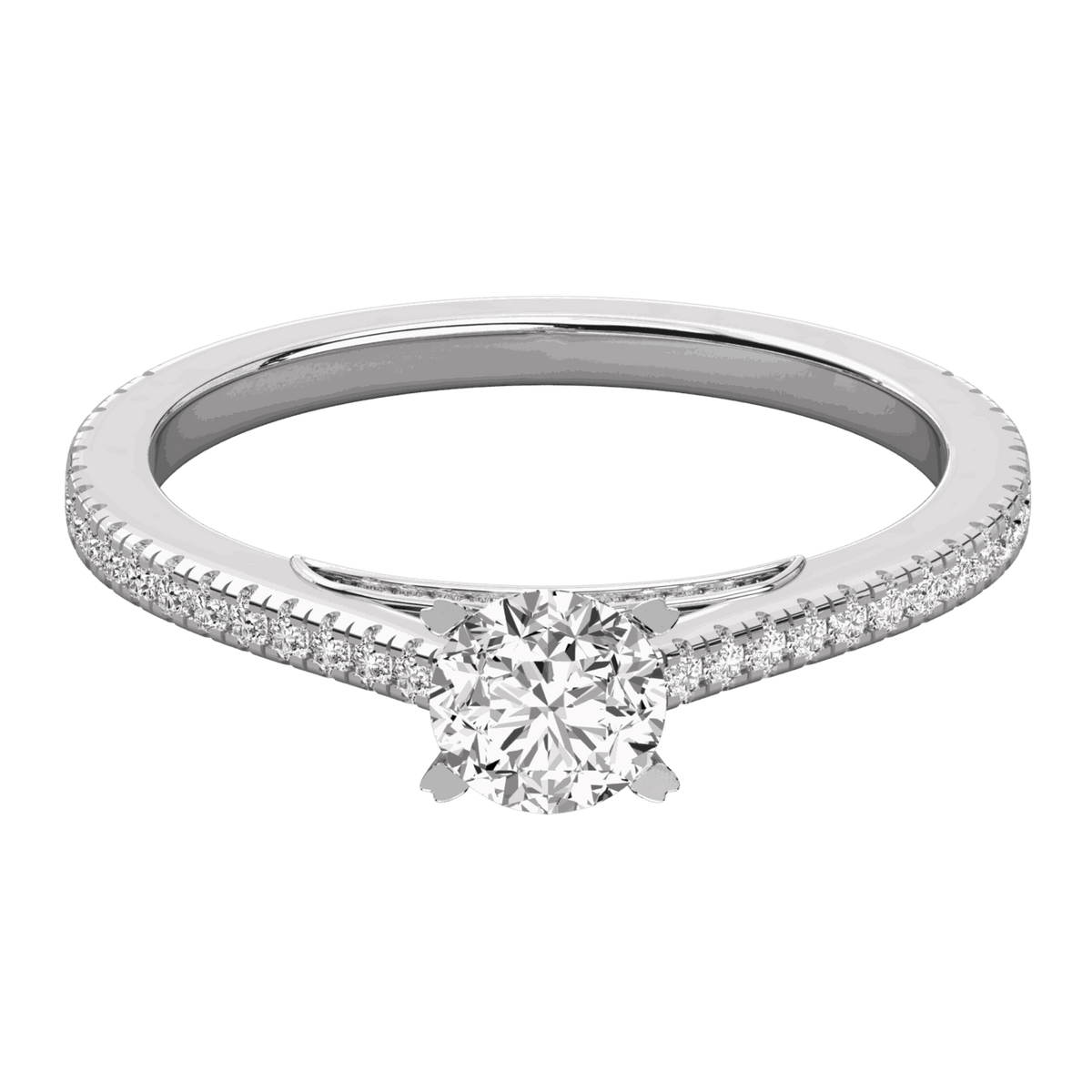 0.90 CTW Round Cut Solitaire With Accents Lab Grown Diamond Ring for Women