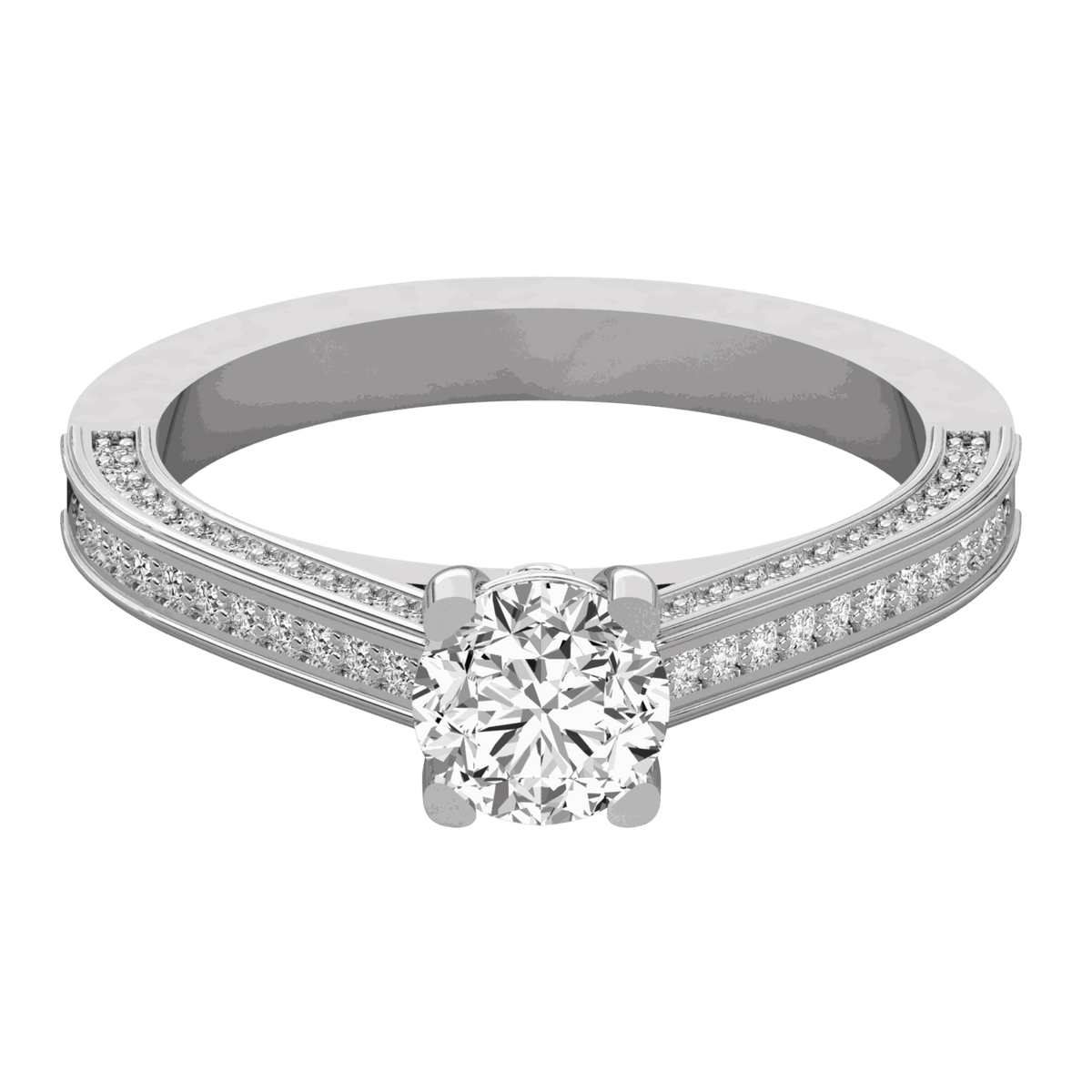 1.30 TCW Round Cut Solitaire With Accents Lab Grown Diamond Ring for Women