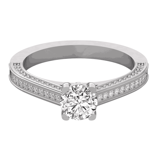 1.30 TCW Round Cut Solitaire With Accents Lab Grown Diamond Ring for Women