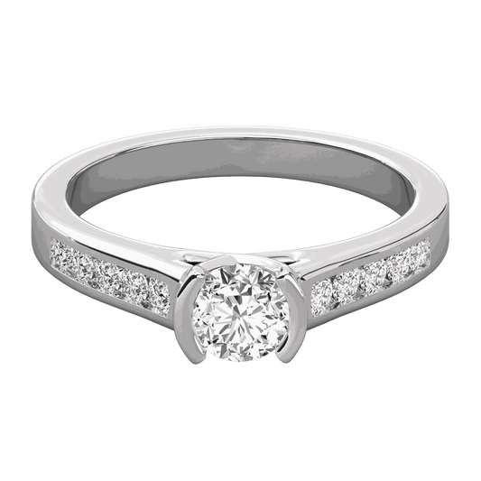 1.00 CTW Round Cut Solitaire With Accents Lab Grown Diamond Ring for Women