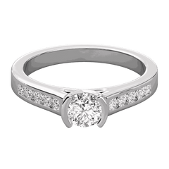 1.00 CTW Round Cut Solitaire With Accents Lab Grown Diamond Ring for Women