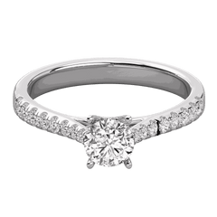 1.30 CTW Round Cut Solitaire With Accents Lab Grown Diamond Ring for Women