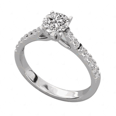 1.30 CTW Round Cut Solitaire With Accents Lab Grown Diamond Ring for Women