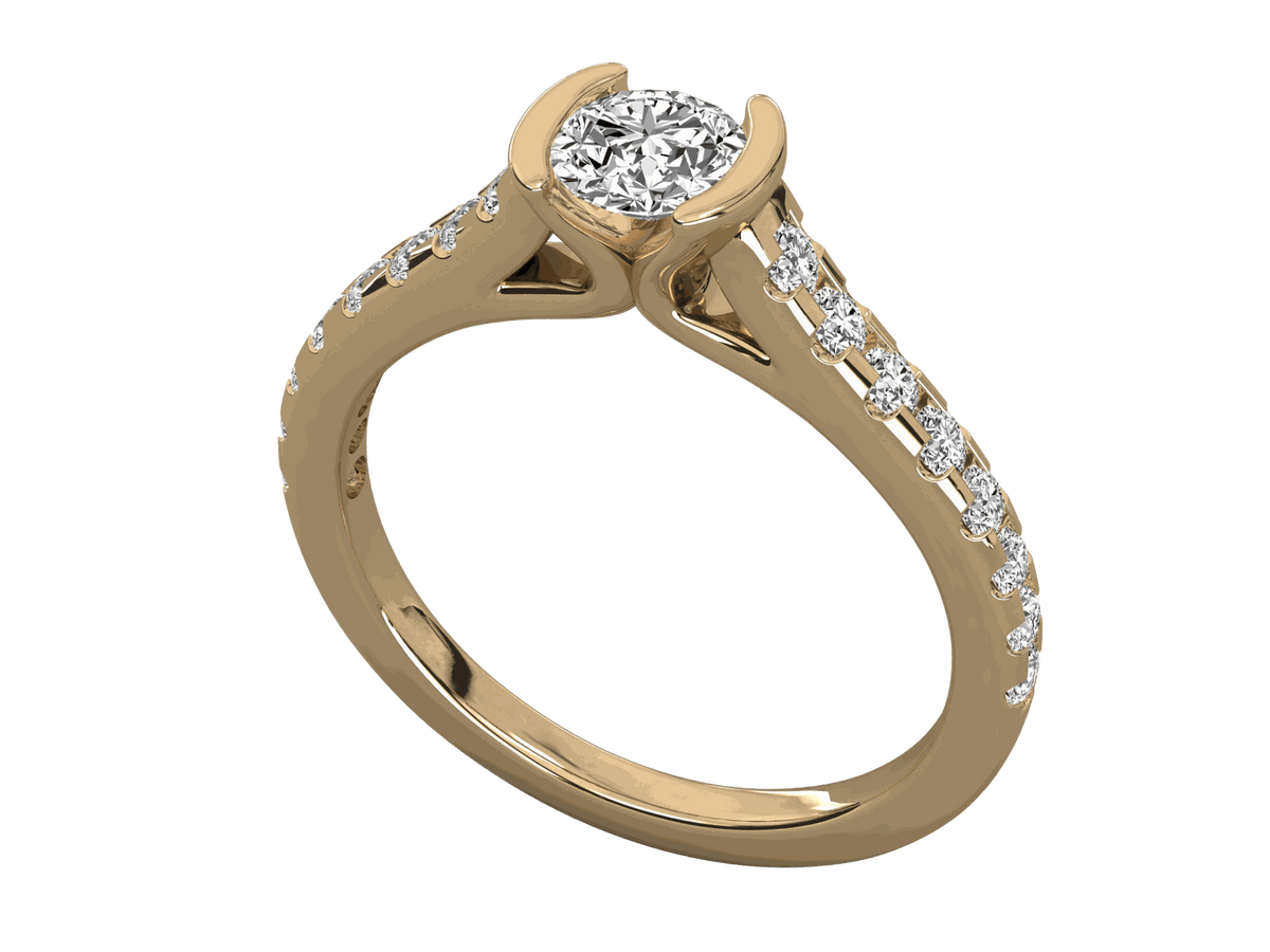 1.00 TCW Round Cut Solitaire With Accents Lab Grown Diamond Ring for Women