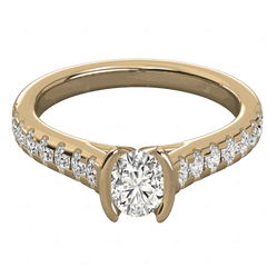 1.00 TCW Round Cut Solitaire With Accents Lab Grown Diamond Ring for Women