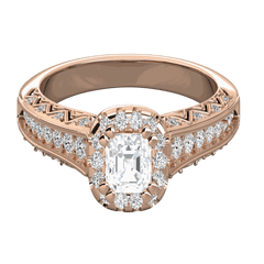 1.00 TCW Asscher Cut Halo Lab Grown Diamond Ring for Women