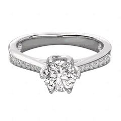 1.30 CTW Round Cut Solitaire With Accents Lab Grown Diamond Ring for Women