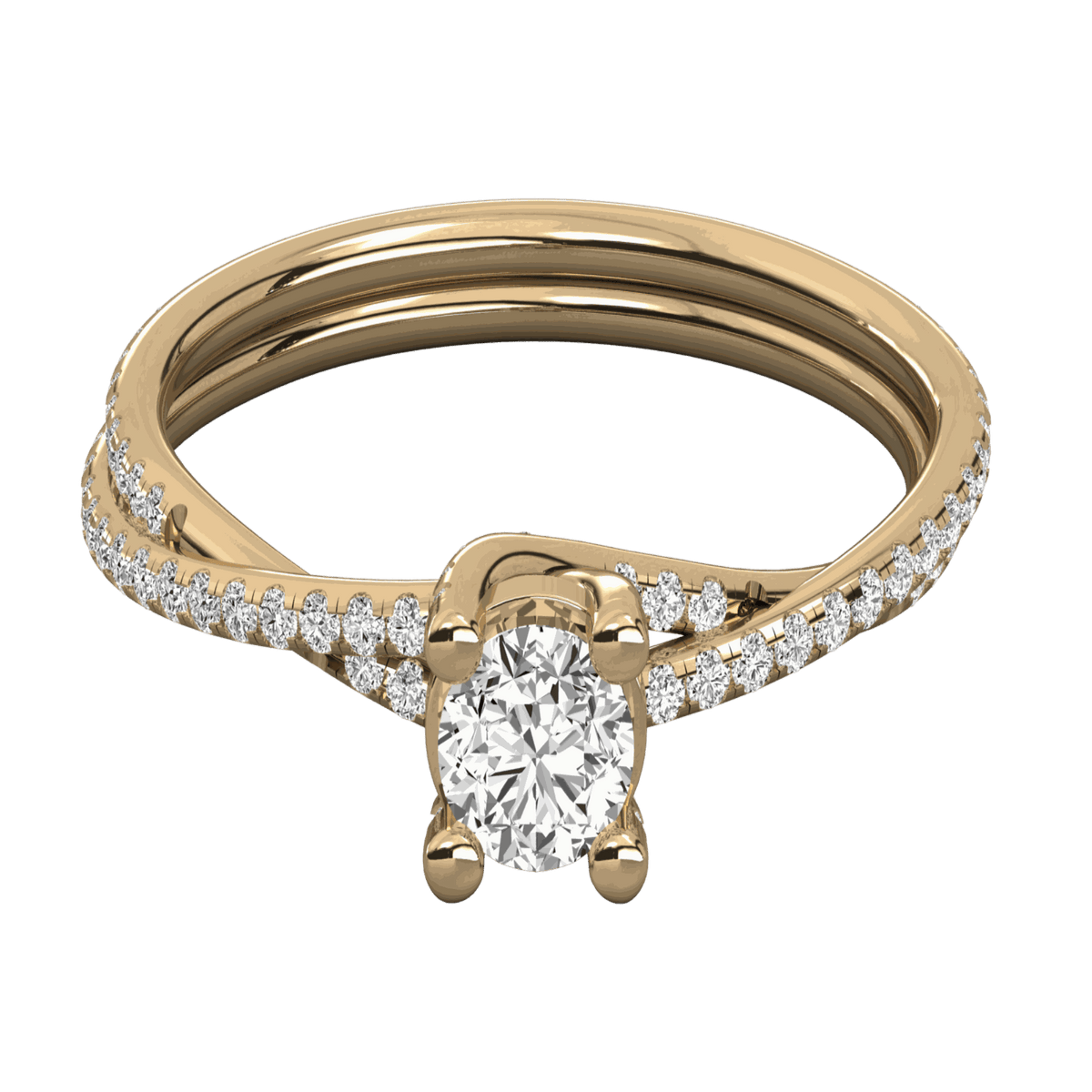 1.00 TCW Oval Cut Twisted Lab Grown Diamond Ring for Women