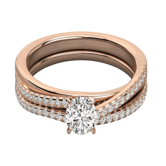 1.00 CTW Round Cut Bridal Set Lab Grown Diamond Ring for Women