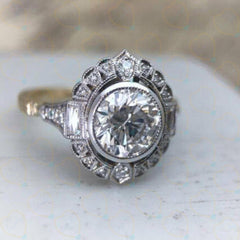 1.30 TCW Round Cut Art Deco Lab Grown Diamond Ring for Women