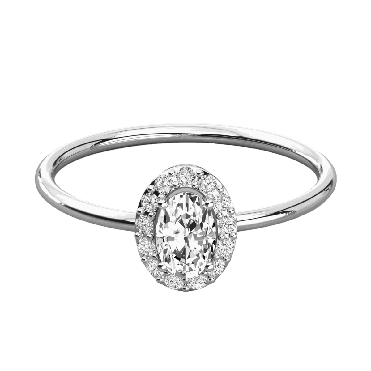 0.80 TCW Oval Cut Halo Lab Grown Diamond Ring for Women