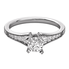 1.00 TCW Round Cut Solitaire With Accents Lab Grown Diamond Ring for Women