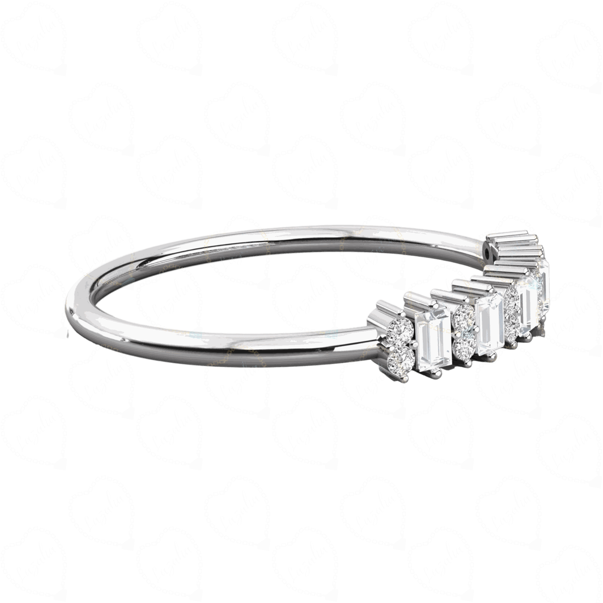 Front view 0.15 CT Baguette Cut Eternity White Gold Lab Diamond Ring