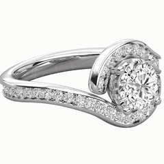 Anello con diamante Halo Lab Grown taglio rotondo TCW da donna