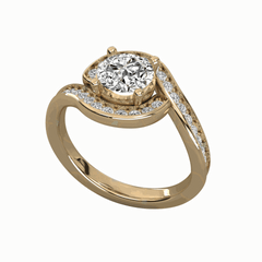 1.00 TCW Round Cut Halo Lab Grown Diamond Ring for Women