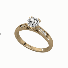 1.00 CTW Round Cut Solitaire With Accents Lab Grown Diamond Ring for Women