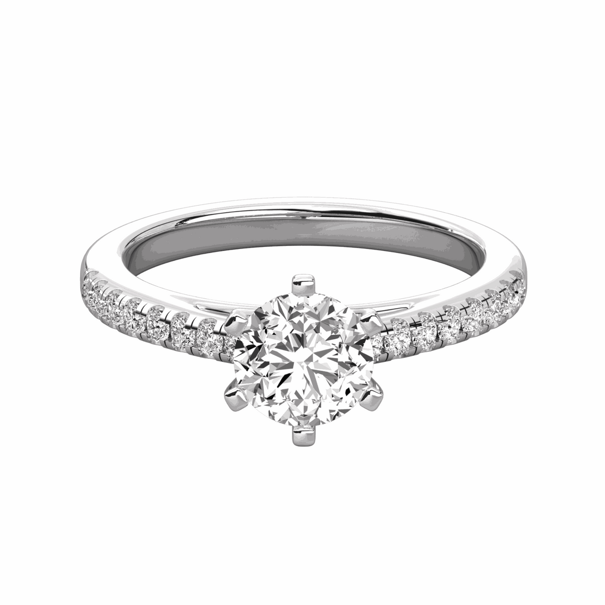 1.00 TCW Round Cut Solitaire With Accents Lab Grown Diamond Ring for Women