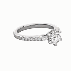 1.00 TCW Round Cut Solitaire With Accents Lab Grown Diamond Ring for Women