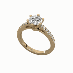 1.00 TCW Round Cut Solitaire With Accents Lab Grown Diamond Ring for Women