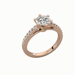 1.00 TCW Round Cut Solitaire With Accents Lab Grown Diamond Ring for Women