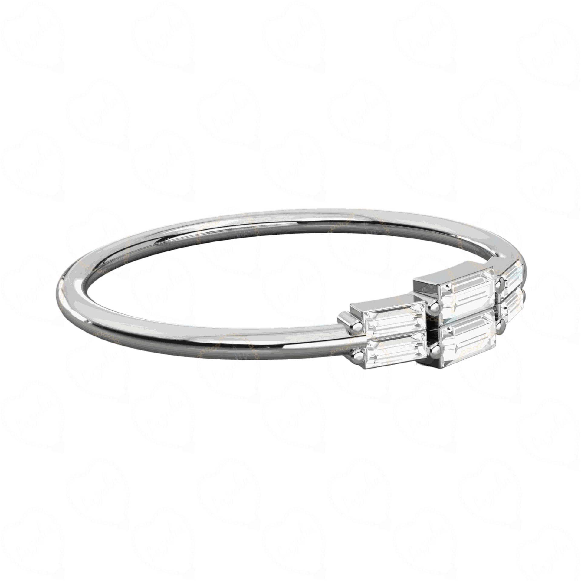 0.30 CTW Baguette Cut Unique white Gold Lab Diamond