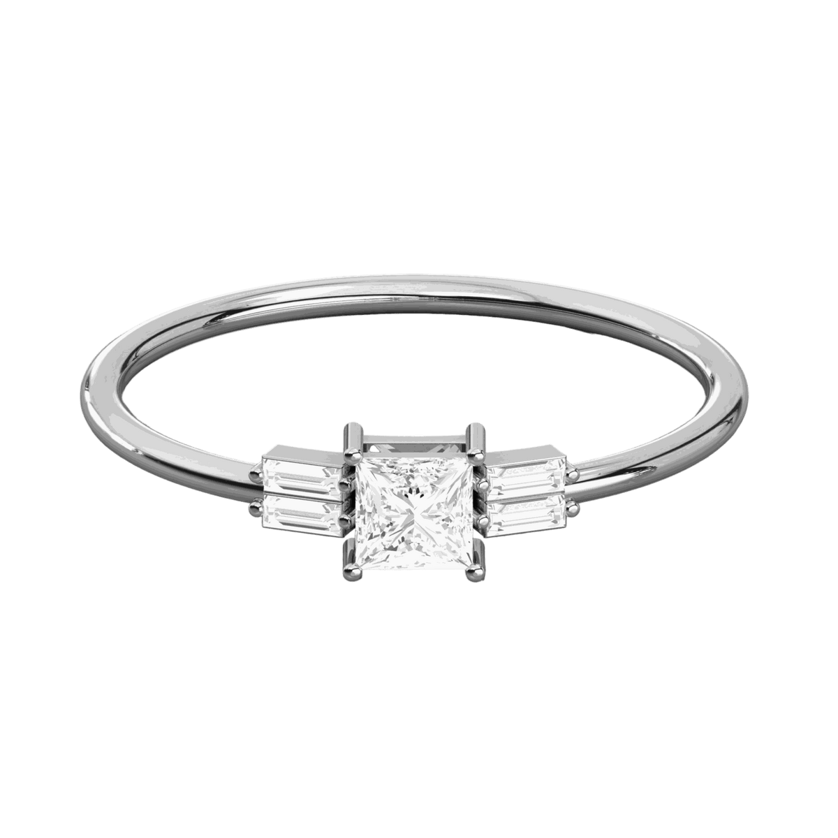 1.00 CTW Princess Cut 5 Stone Lab Grown Diamond Ring for Women