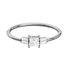 1.00 CTW Princess Cut 5 Stone Lab Grown Diamond Ring for Women