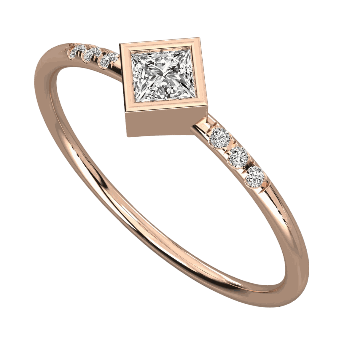 Top view 0.40 CTW Princess Cut Solitaire With Accents Lab Grown Diamond Ring, Diamond Ring, 0.40 CT Princess Cut RIng, Lab Diamond Ring