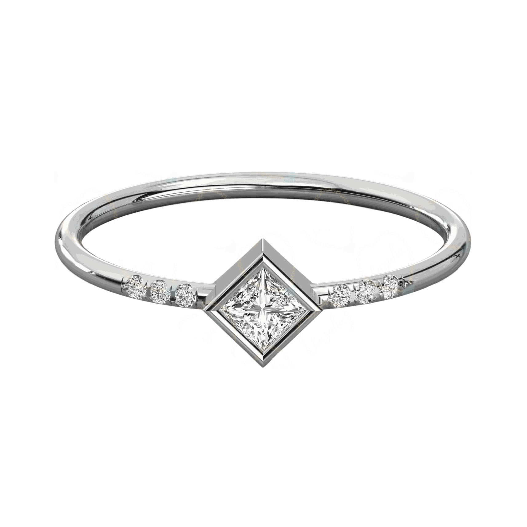 Top view 0.40 CT Princess Cut Solitaire With Accents Lab Grown Diamond Ring, Princess Cut Ring