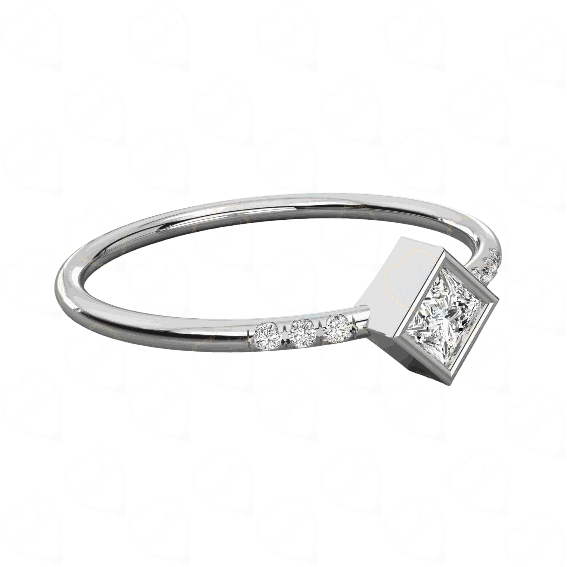 0.40 CTW Princess Cut Solitaire With Accents Lab Grown Diamond Ring for Women