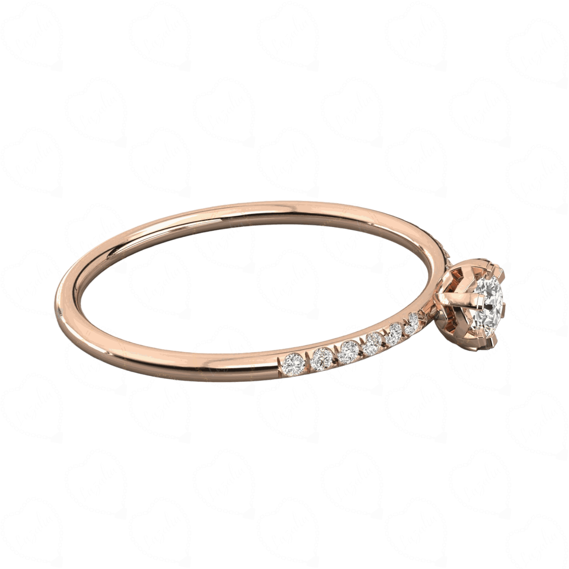 0.30 CT Round Cut Solitaire With Accents Lab Diamond Ring, Ring for women, Diamond, diamond ring, 0.30 Round Cut, Solitaire ring, Rose Gold diamond ring