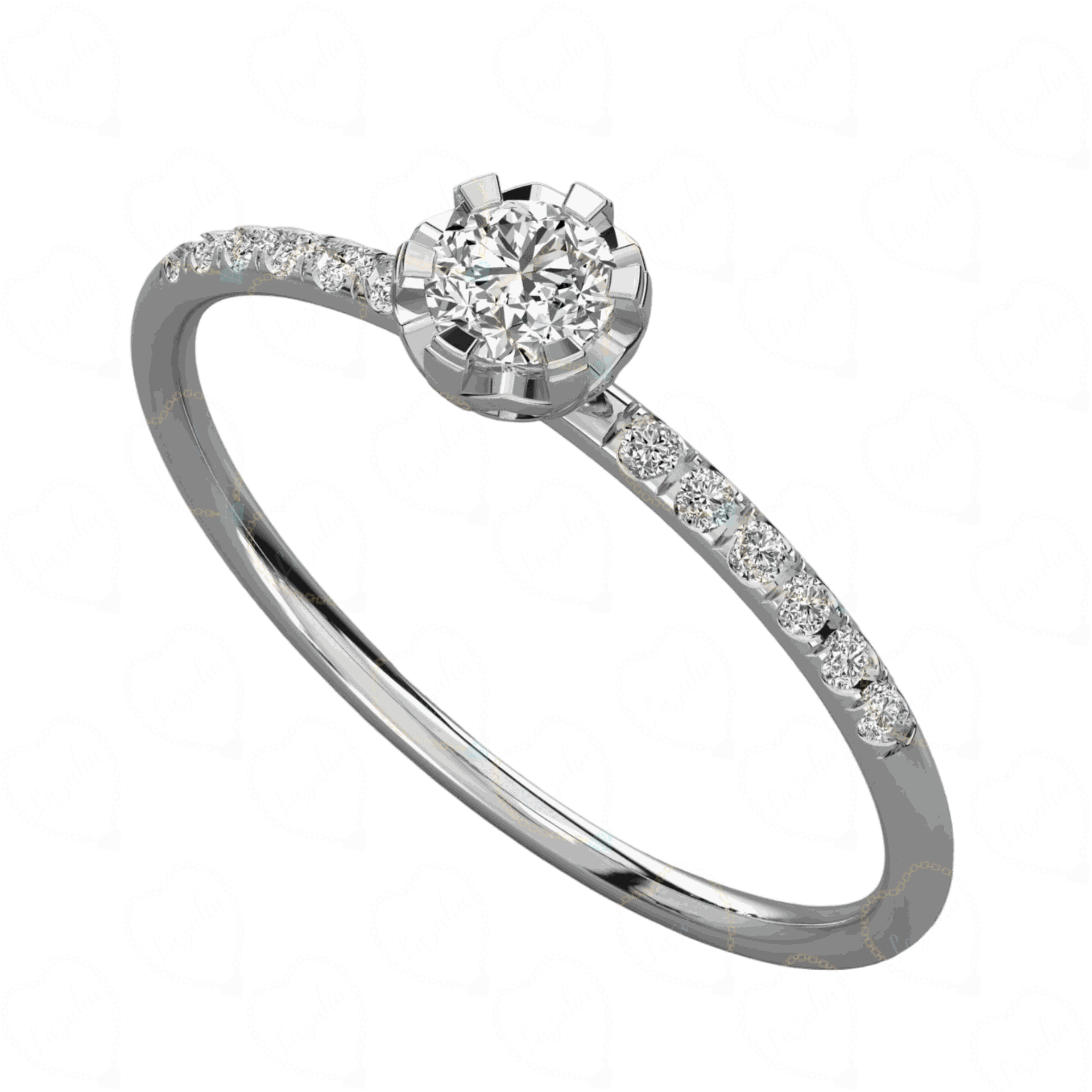 0.30 CT Round Cut Solitaire With Accents Lab Grown Diamond Ring, Lab Grown Diamond Ring, diamond, moissanite diamond ring, Round Cut