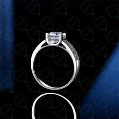 Anello con diamante Halo Lab Grown taglio rotondo TCW da donna