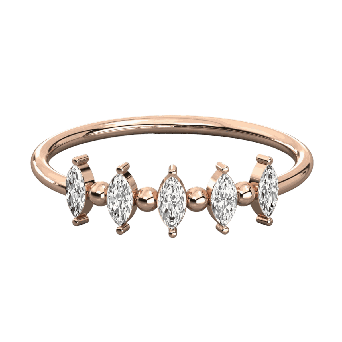 0.70 CTW Marquise Cut Half Eternity Lab Grown Diamond Ring for Women