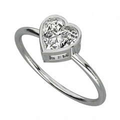 1.00 CTW Heart Cut Solitaire Lab Grown Diamond Ring for Women