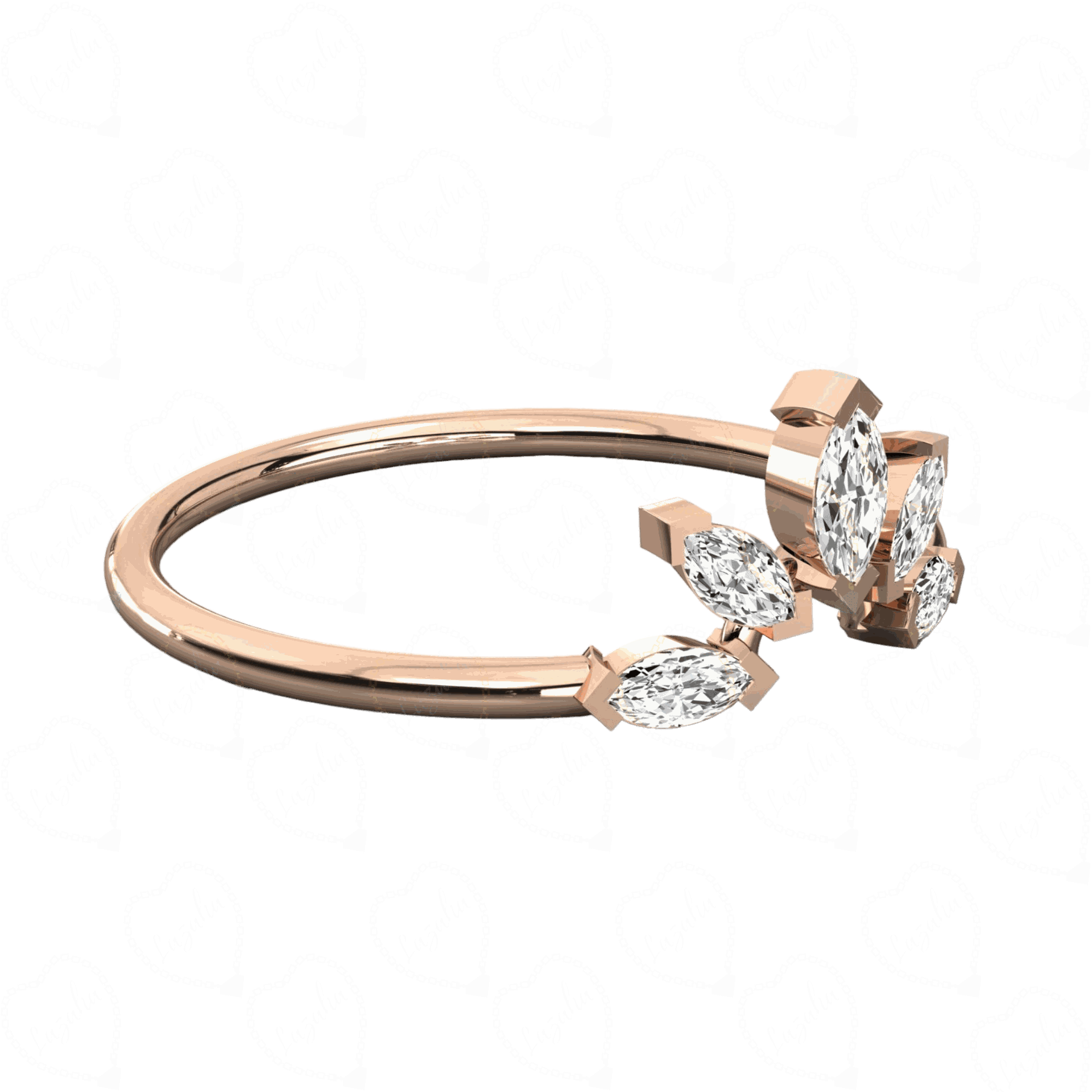 0.30 CT Marquise Cut 5 Stone Rose Gold Lab Diamond Ring