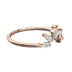 0.30 CT Marquise Cut 5 Stone Rose Gold Lab Diamond Ring