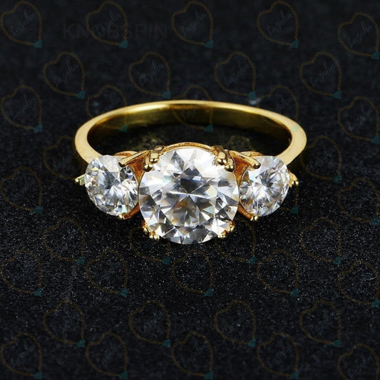 1.70 TCW Round Cut 3 Stone Lab Grown Diamond Ring for Women