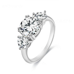 1.70 TCW Round Cut 3 Stone Lab Grown Diamond Ring for Women