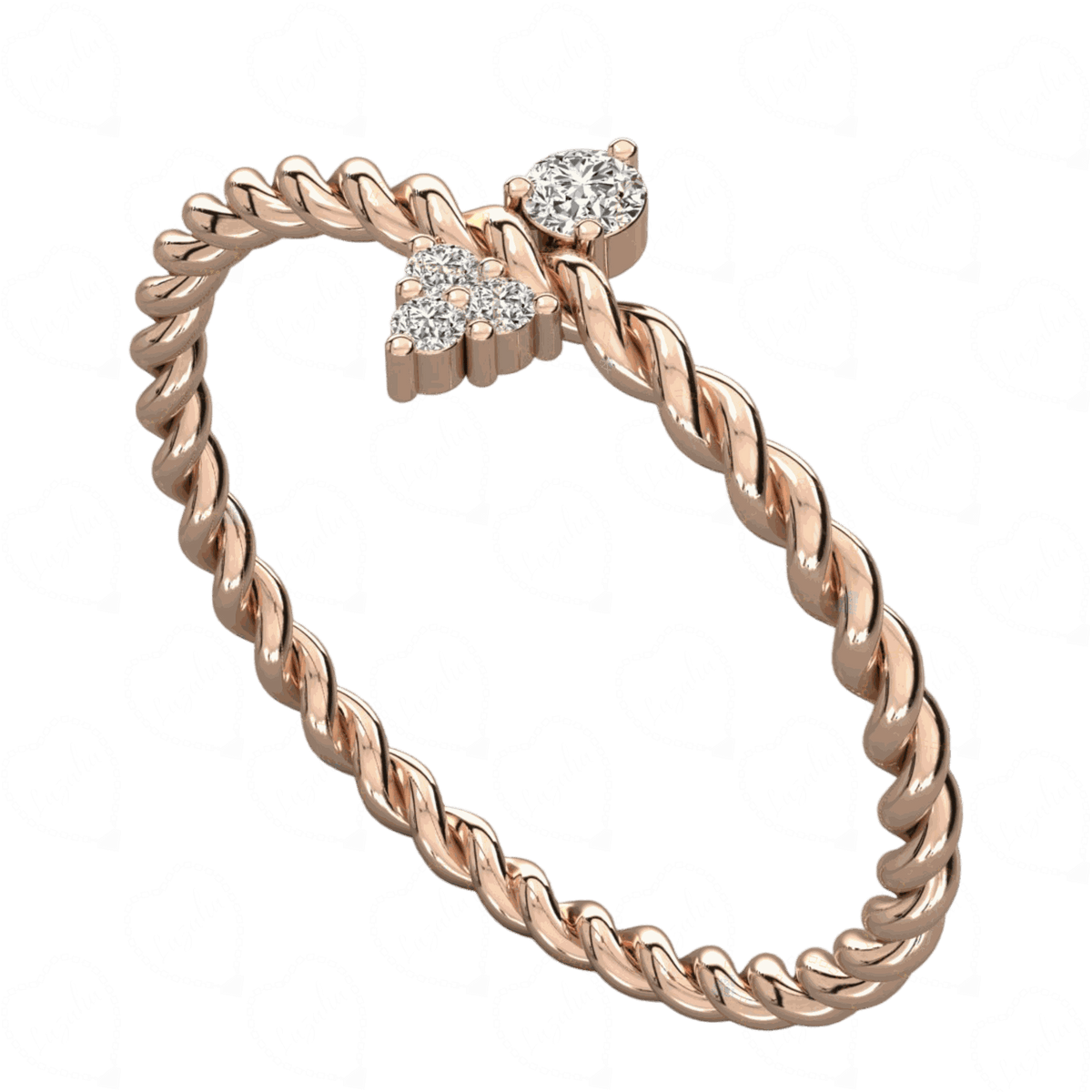 Close-up Round Cut Lab Grown Diamond Rose Gold wrist Band Ring