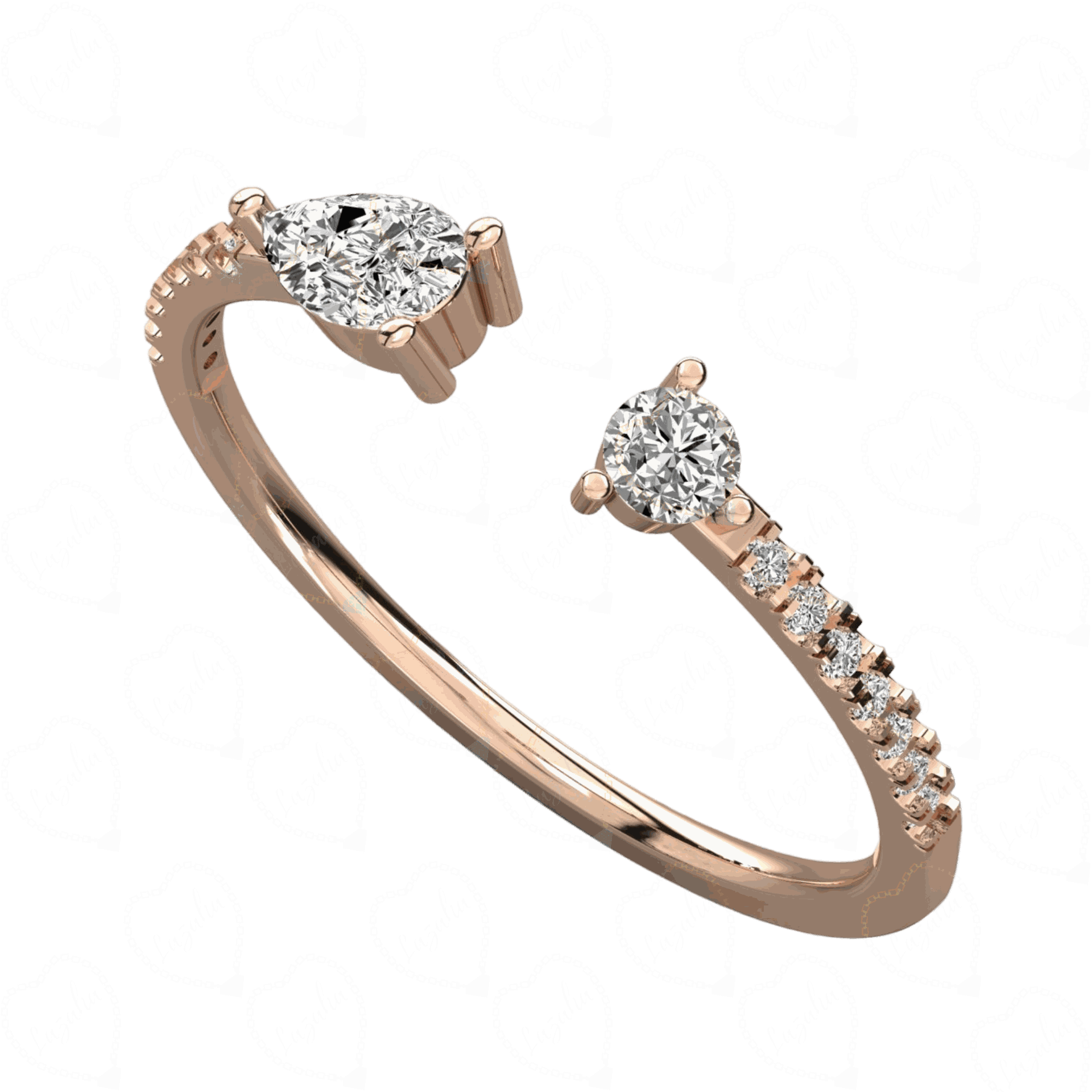 Top-down view 0.20 CT Round Cut Rose Gold Lab Diamond