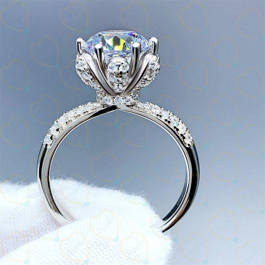 1.00 TCW Round Cut Hidden Halo Lab Grown Diamond Ring for Women