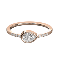 0.50 CTW Pear Cut Solitaire With Accents Lab Grown Diamond Ring for Women