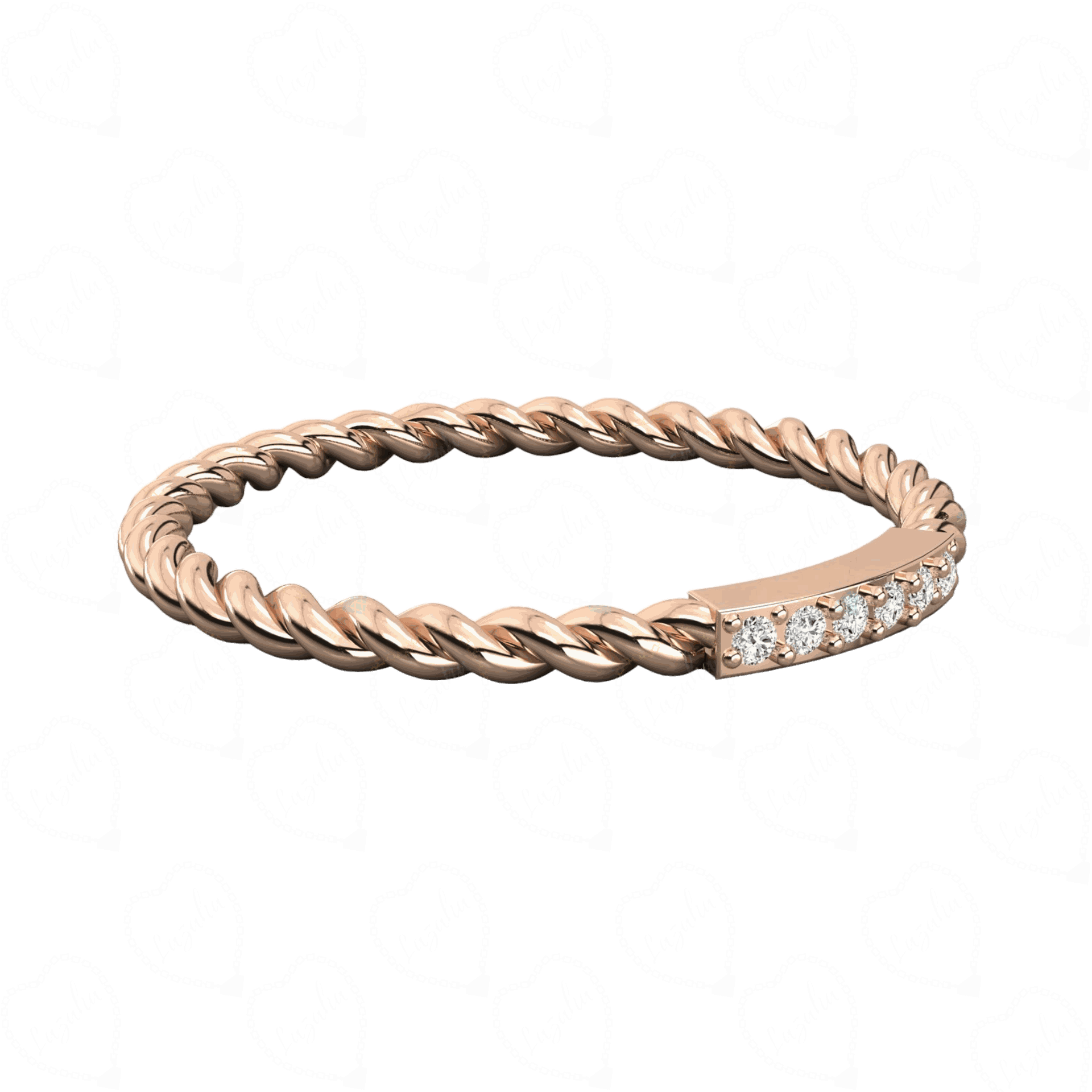 Side view 0.10 TCW Round Cut Twisted Rose Gold Lab Diamond Ring