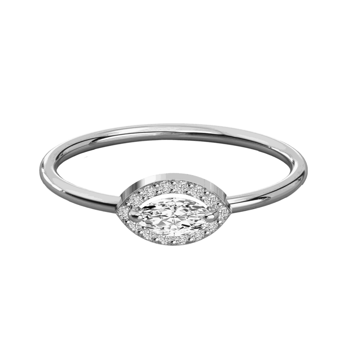 0.50 CTW Marquise Cut Halo Lab Grown Diamond Ring for Women