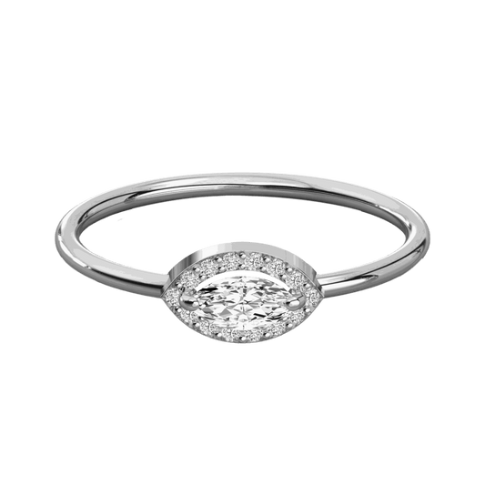 0.50 CTW Marquise Cut Halo Lab Grown Diamond Ring for Women