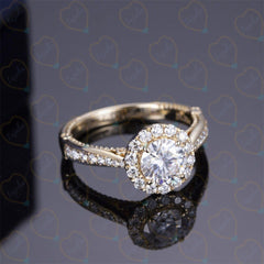 1.00 TCW Round Cut Halo Lab Grown Diamond Ring for Women